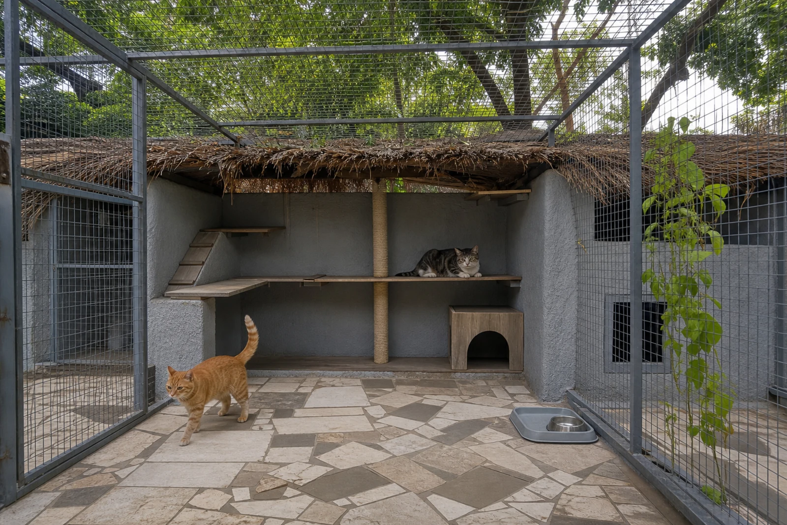 Secure cattery at Lionheart Kennel